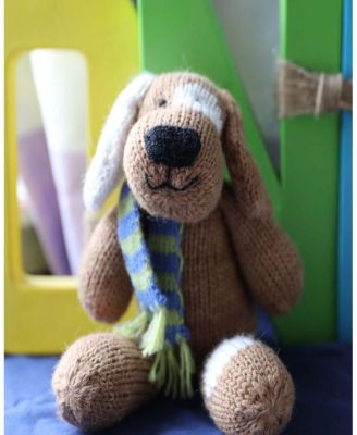 Knit Cotton Brown Spotted Dog with Scarf - Ages 3-4