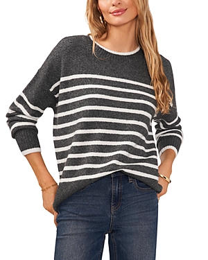VINCE CAMUTO ROUND NECK STRIPE PRINT SWEATER - 100% EXCLUSIVE