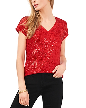 Vince Camuto Short Sleeve Sequin Top