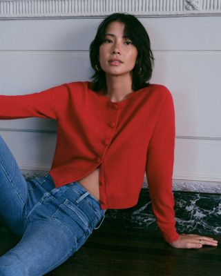 100% Cashmere Crewneck Cardigan - Exclusive