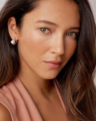 18K Gold and Sterling Silver Luna Earrings with Cultured Freshwater Pearls