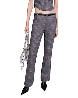 Maje Pocelyn Low Waist Tailored Trousers In Grey