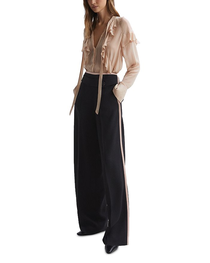 REISS Lina Button Detail Wide Leg Silhouette Bloomingdale's