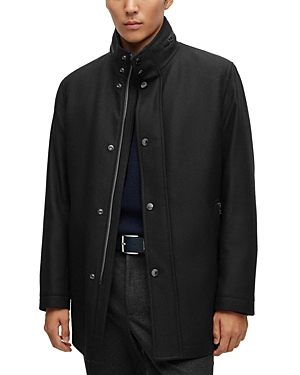 Shop Hugo Boss Camron Coat In Dark Blue