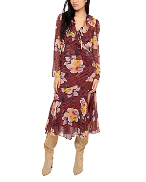 Shop Joie Darrow Silk Midi Dress In Oxblood Multi