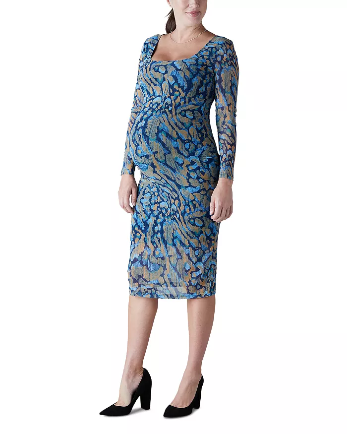 Ingrid & Isabel Printed Mesh Bodycon Maternity Dress