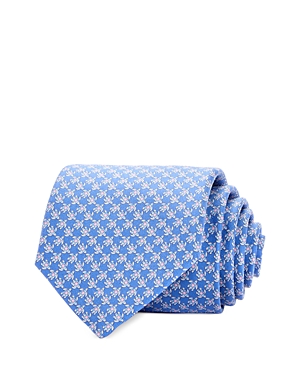 Ferragamo Turtle Print Silk Classic Tie In Azzurro