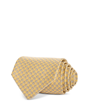 Ferragamo Turtle Print Silk Classic Tie In Yellow