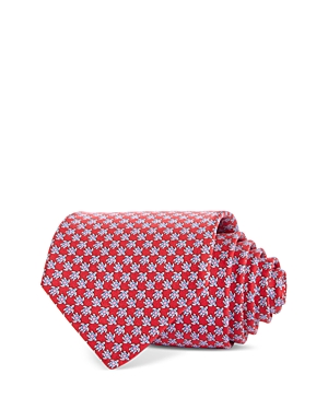 Shop Ferragamo Turtle Print Silk Classic Tie In Rosso