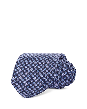 Ferragamo Turtle Print Silk Classic Tie In Blue Scuro