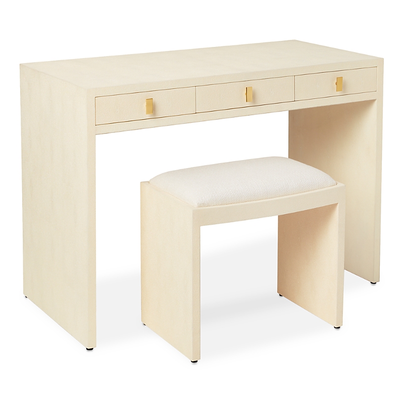 Aerin Faux Shagreen Vanity Table And Stool In Cream