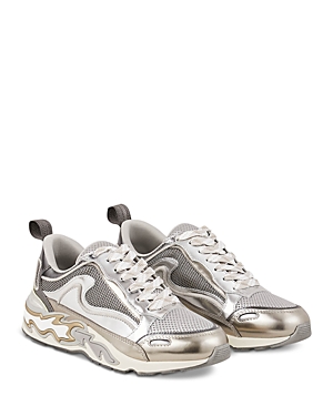 Shop Sandro Women's Flame Lace Up Running Sneakers In Silver