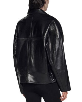 Sandro Clem Oversized Leather Jacket | Bloomingdale's