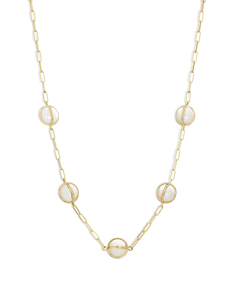 L. Klein 18k Pearl Paperclip Chain Celeste Necklace In White/gold