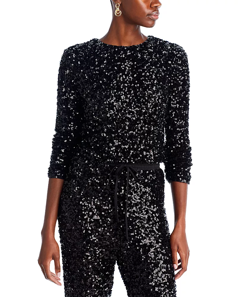 Aqua Sequin Long Sleeve Top - Exclusive
