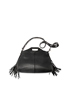 Shop Maje Miss M Medium Leather Handbag In Black