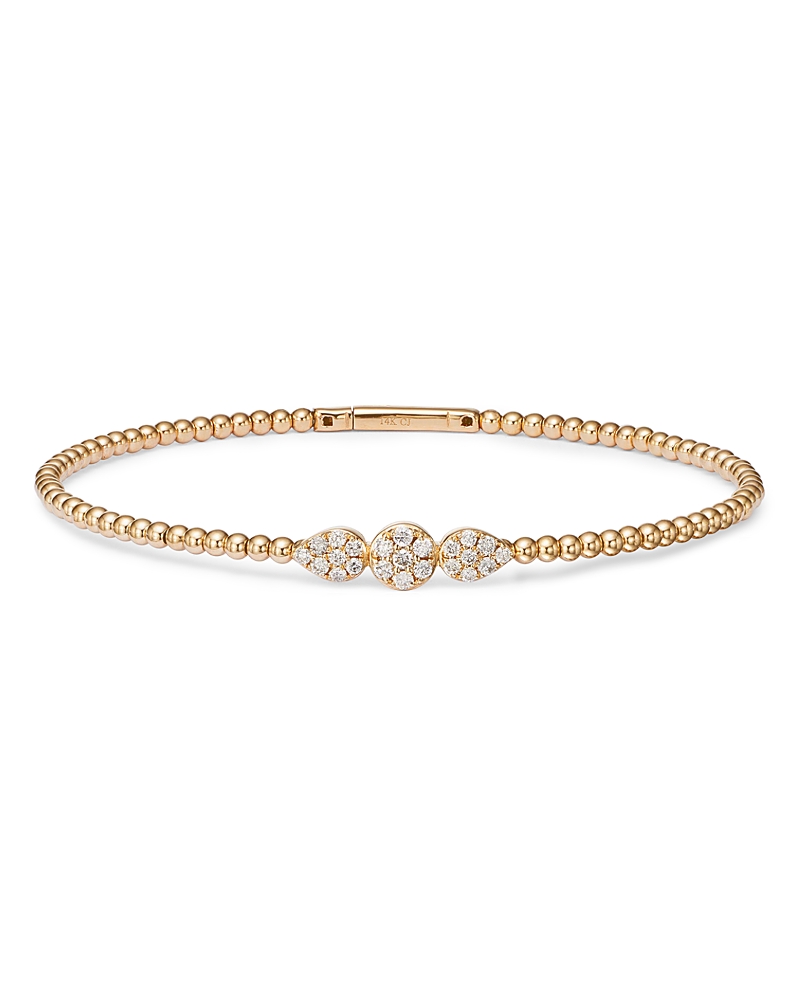 Bloomingdale's Diamond Triple Cluster Bead Bangle Bracelet In 14k Yellow Gold, 0.40 Ct. T. W. In Gold