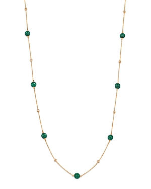 Bloomingdale's Malachite & Diamond Station Necklace In 14k Yellow Gold, 24 In Green/gold