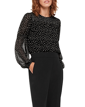 Shop Whistles Speckled Shirred Top In Black/multi