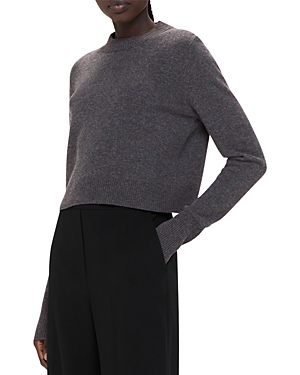 Whistles Wool Cropped Sweater In Dark Gray