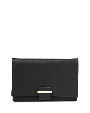 Whistles Alicia Small Leather Clutch In Black