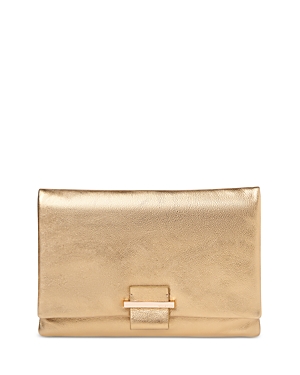 Whistles Alicia Small Leather Clutch In Gold
