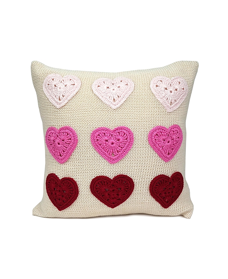 Melange Collection Valentine Hearts Pillow, 10 x 10