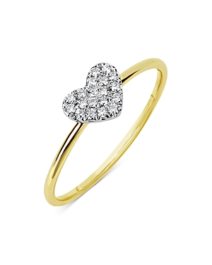 14K White & Yellow Gold Diamond Heart Pave Cluster Ring