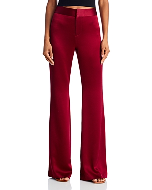 Shop Alice And Olivia Deanna High Rise Slim Bootcut Pants In Bordeaux