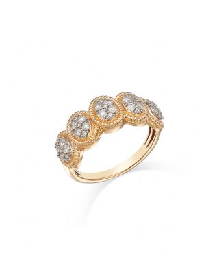 Bloomingdale's Fine Collection Diamond Oval Cluster Beaded Frame Ring in 14K Yellow Gold, 0.50 ct. t. w.