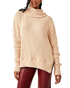 Free People Tommy Oversize Turtleneck Sweater In Toasted Almond