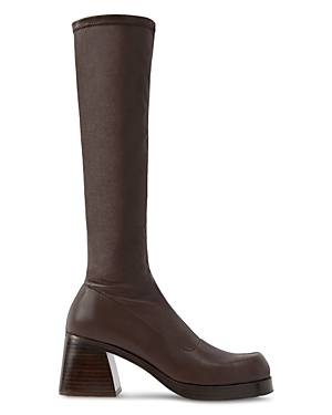 Shop Miista Women's Hedy Stretch Leather Knee High Boots In Brown