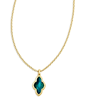 Shop Kendra Scott Abbie Framed Medallion Pendant Necklace In 14k Gold Plated, 19 In Gold Teal