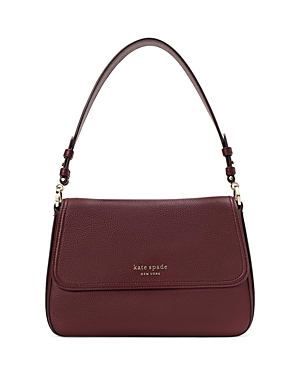 Shop Kate Spade New York Hudson Pebbled Leather Medium Convertible Flap Shoulder Bag In Cordovan