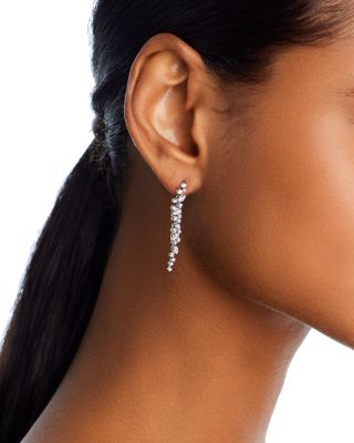 Diamond Scatter Drop Earrings in 14K White Gold, 0.95 tcw