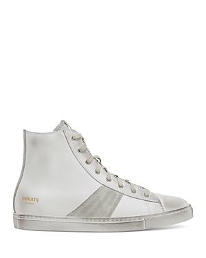 Greats Men's Reign Distressed Leather High Top Sneakers In Blanco