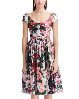 Oscar de la Renta - Belted Floral Dress