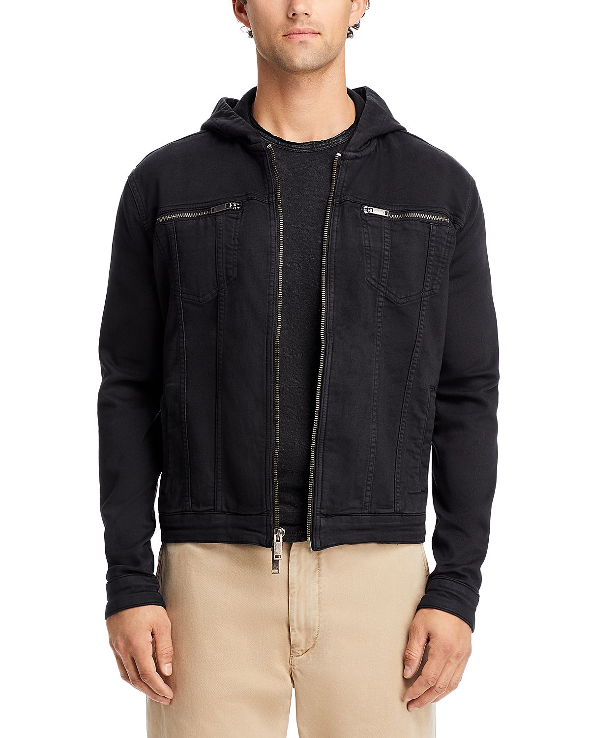 John Varvatos Star Usa Hooded Zip-Front Knit Jacket