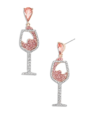 Shop Baublebar Nothing To Wine About Crystal Wine Glass Drop Earrings In Two Tone In Pink/silver