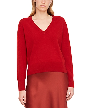 Vince Wool Blend V Neck Sweater In Sangria