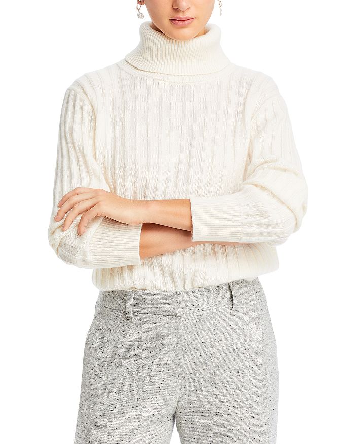 Cashmere Wide Rib Turtleneck Sweater