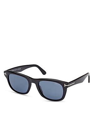 Shop Tom Ford Kendel Square Sunglasses, 54mm In Black/blue Polarized Solid