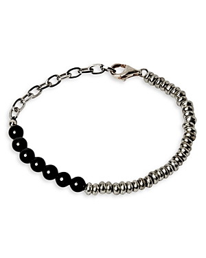 The Monotype The Beckett Onyx Beaded Bracelet In Black/silver