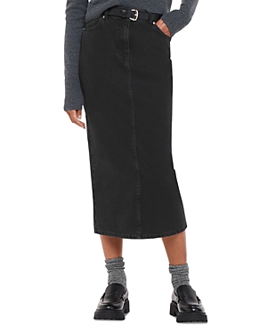 Shop Whistles Denim Midi Skirt In Washed Black