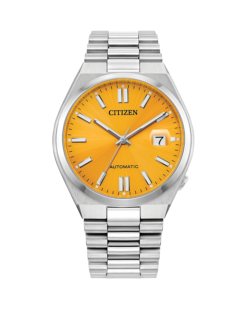 Citizen Tsuyosa Mens Automatic Silver Tone Stainless Steel Bracelet Watch Nj0150-56z In Orange/silver