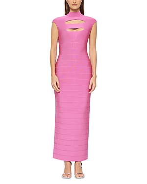 Herve Leger Cutout Bandage Gown In Carnation