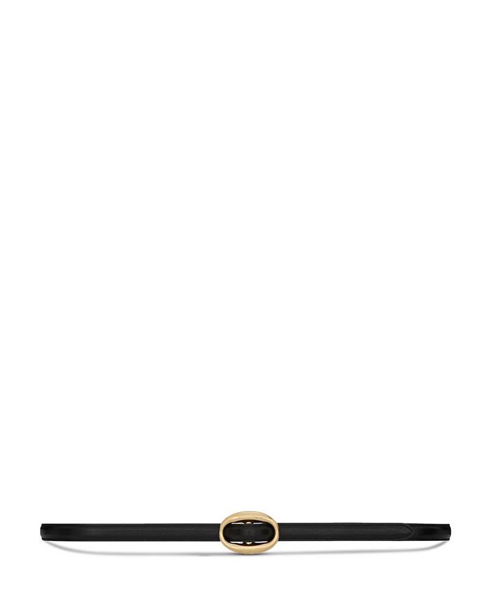Saint Laurent Oval Buckle Thin Belt in Smooth Leather | Bloomingdale's