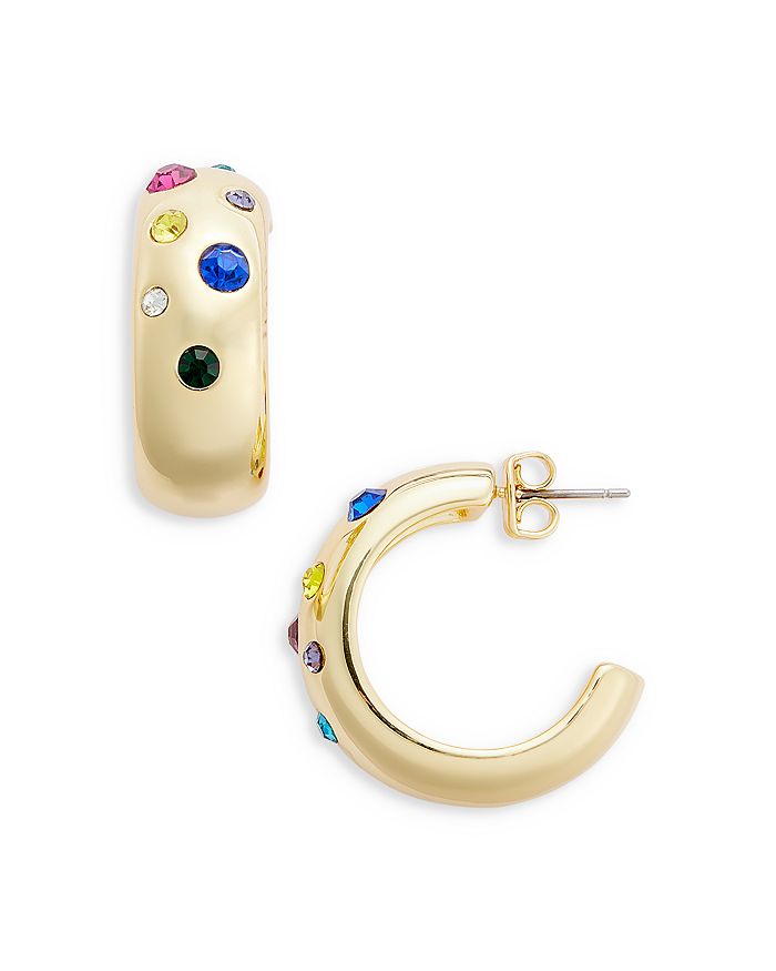 AQUA Multicolor Confetti Stone Hoop Earrings in 14K Gold Plated