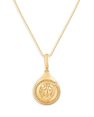 Harakh Diamond Accent Lion Pendant Necklace in 18K Yellow Gold, 0.02 ct. t.w., 18