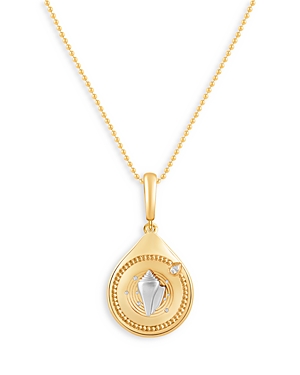 Harakh Diamond Accent Conch Pendant Necklace In 18k Yellow Gold, 0.06 Ct. T.w., 18
